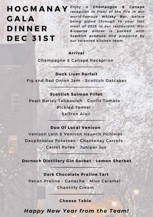 Hogmanay Gala Dinner Menu